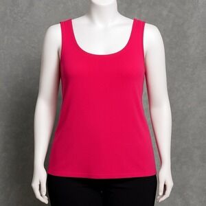 Susan Graver 2X Shirt Tank Top Pink Solid Sleeveless Scoop Neck Stretch Blouse